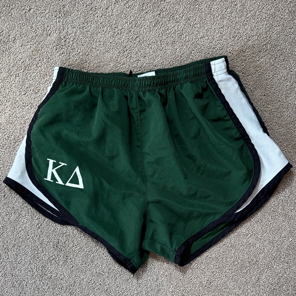 Kappa Delta Green Athletic Shorts with White and Black Trim